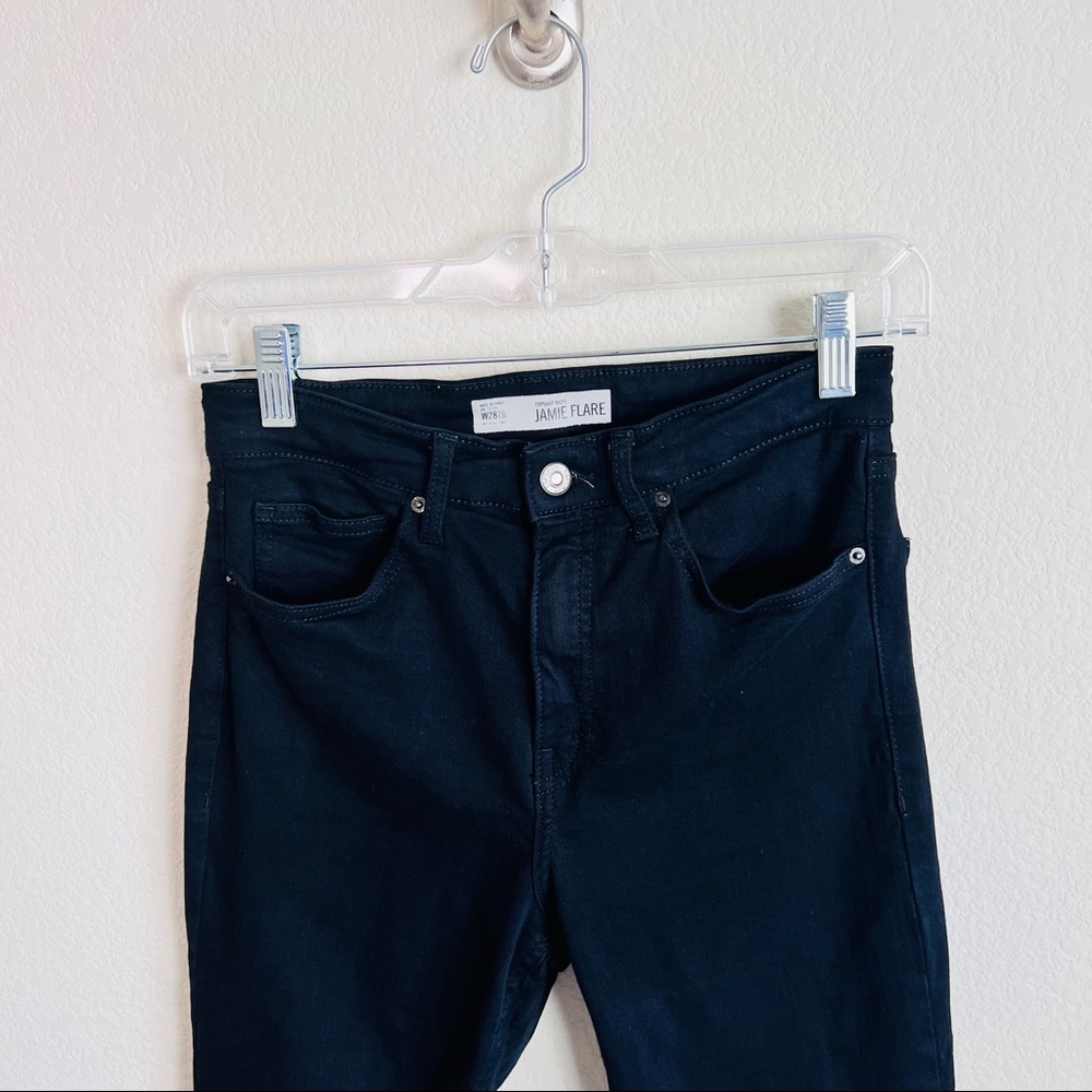 TOPSHOP Black Jamie High Waisted Flare Jeans - Picture 4 of 13